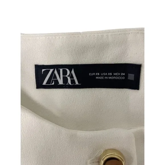 Zara Womens Blazer Jacket Size XS White Gold Button Cropped 8630/599 NWT - Picture 4 of 13
